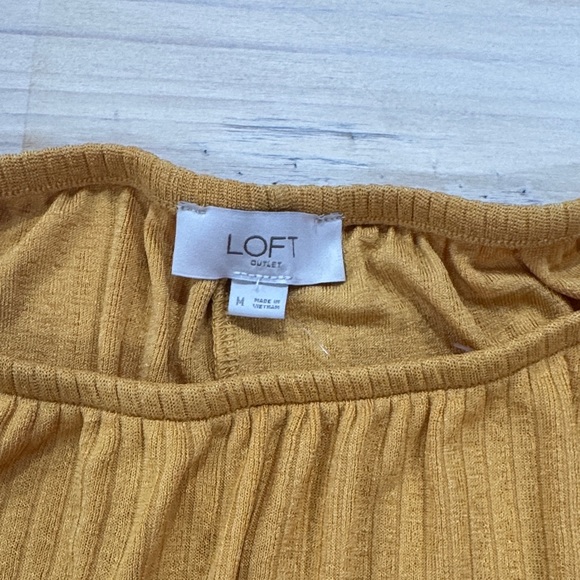 LOFT Golden Yellow Ribbed Crop Top - Picture 2 of 2